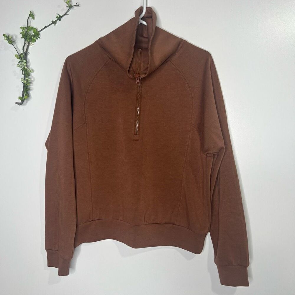 Brown Rust Pullover Funnel Neck Sweatshirt Butter Soft